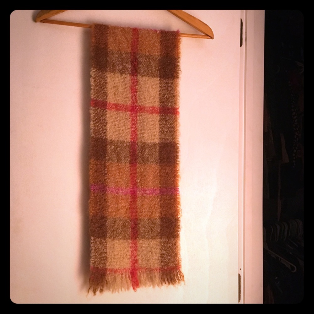 Handmade modern plaid Irish scarf - mohair & wool